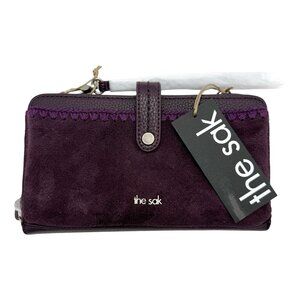 The Sak Iris Large Smartphone Crossbody Leather Bag Aubergine Purple NEW
